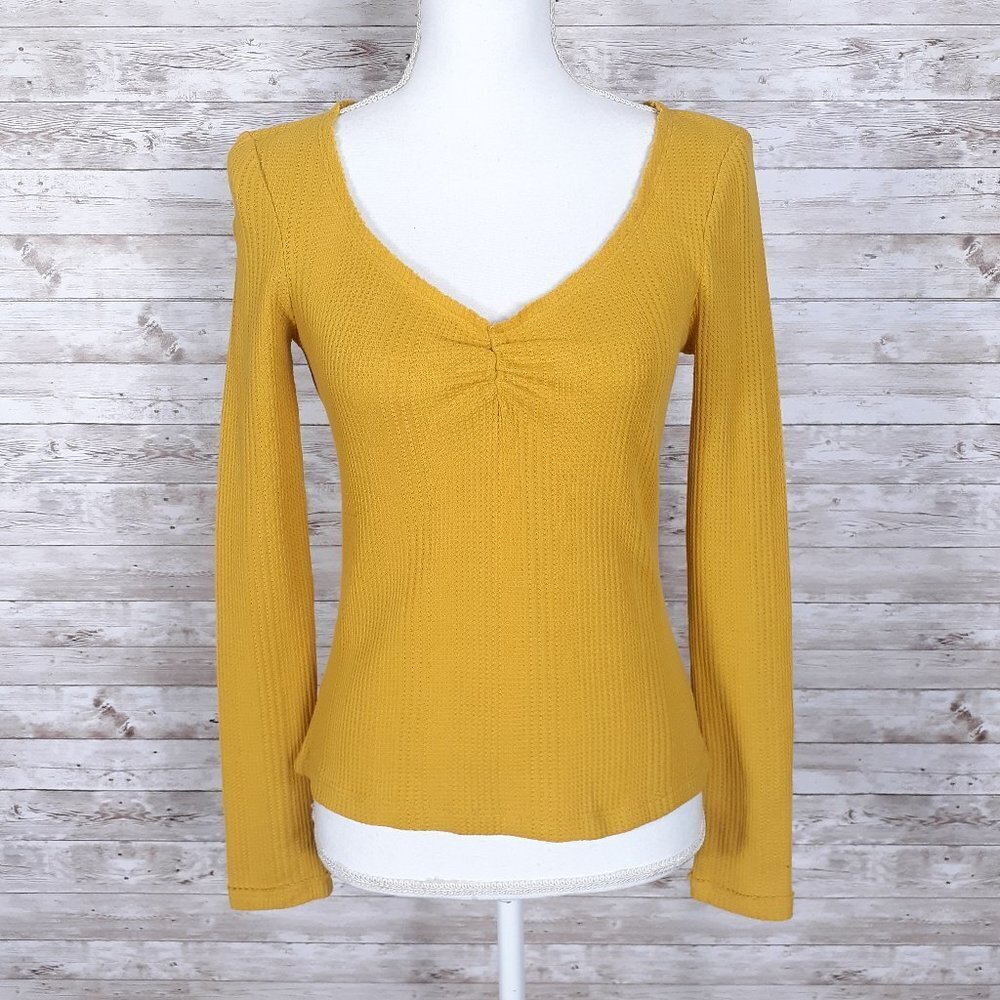 Elodie Womens Top M Long Sleeved Thermal Ruched 148A